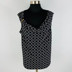 Charter Club Sleeveless Geometric Print Black White Women's Plus 1X *